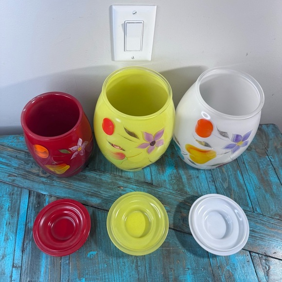 1950’s Bartlett Collin’s Mid Century Modern Vintage Glass Cookie Jar Set of 3 - Picture 5 of 16